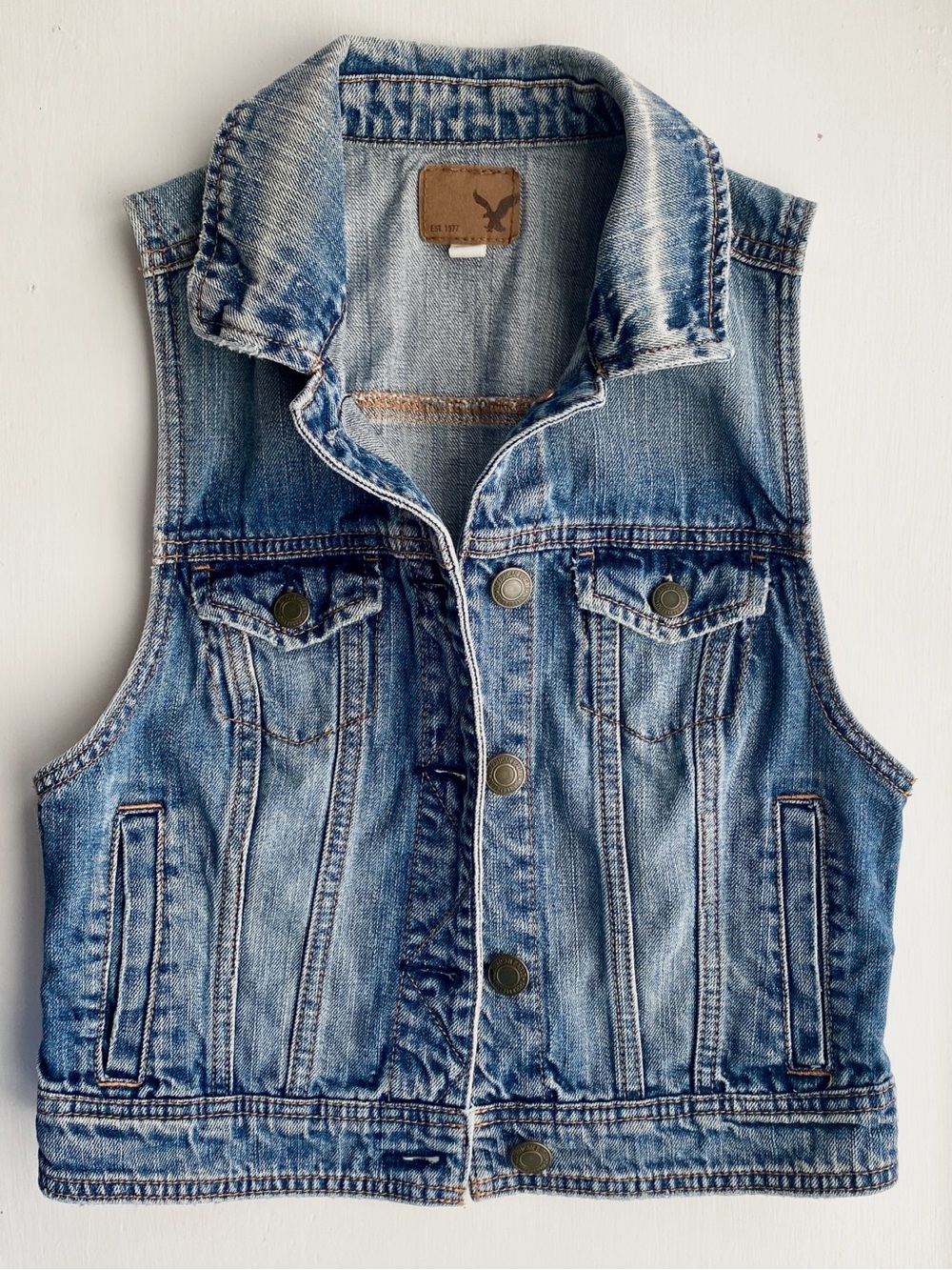 American Eagle Outfitters Light Blue Denim Vest